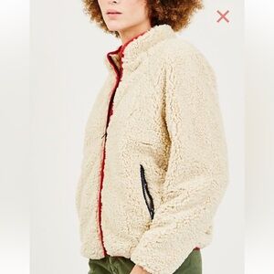 MOTHER The Funnel Neck Zip Jacket Teddy Sherpa Teatime Traveler Fall Medium NWOT